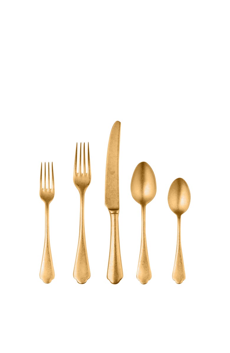 Mepra Dolce Vita Flatware Set - 5 Pieces, Main, color, Pewter Gold