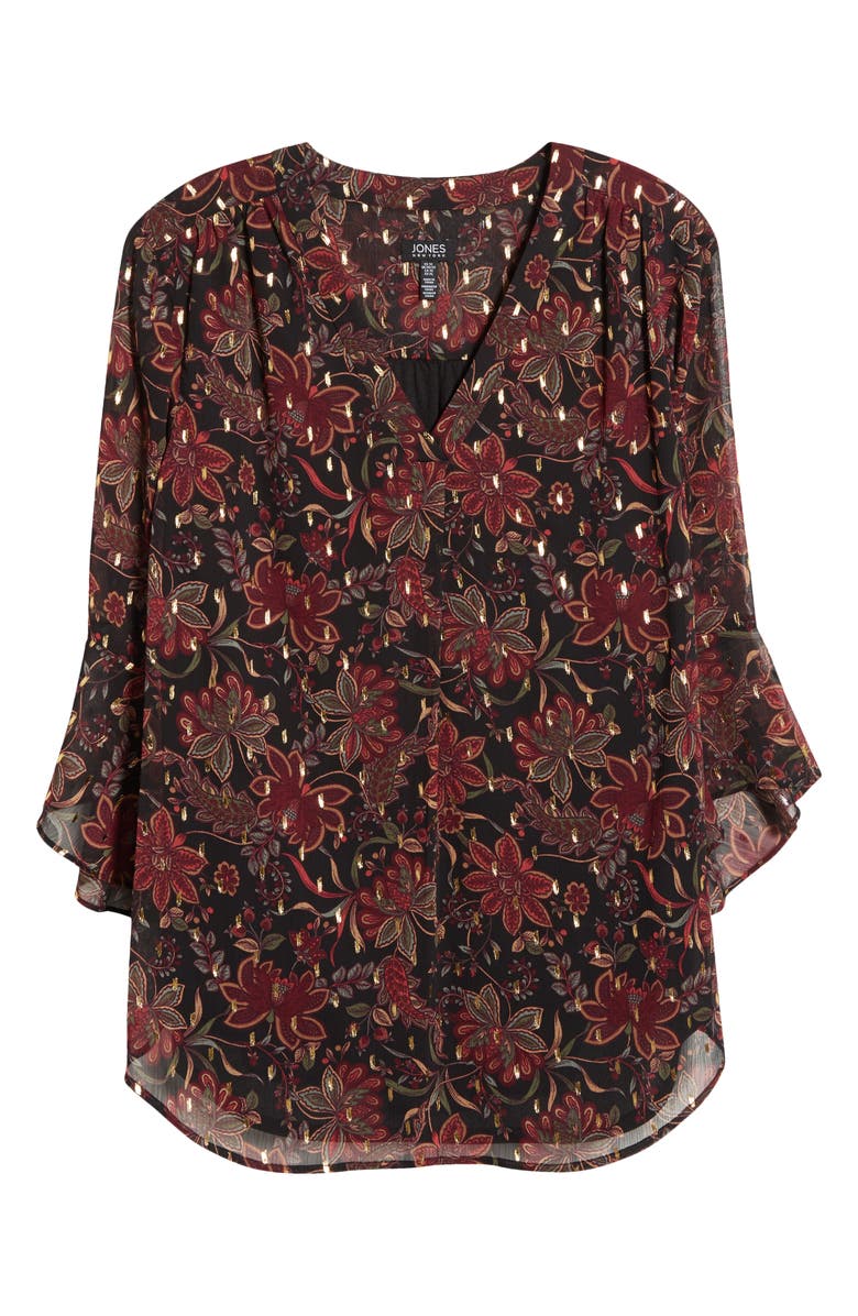 Jones New York Clip Dot Chiffon Top, Alternate, color, Jones Black Multi