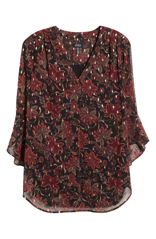 Jones New York Clip Dot Chiffon Top In Gold