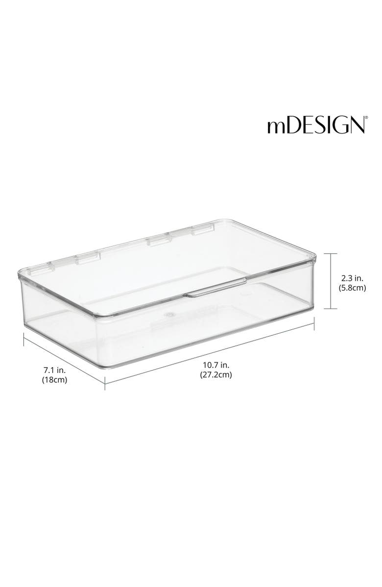mDesign Plastic Bath Stacking Storage Organizer Box, Hinged Lid, 8 Pack, Alternate, color,