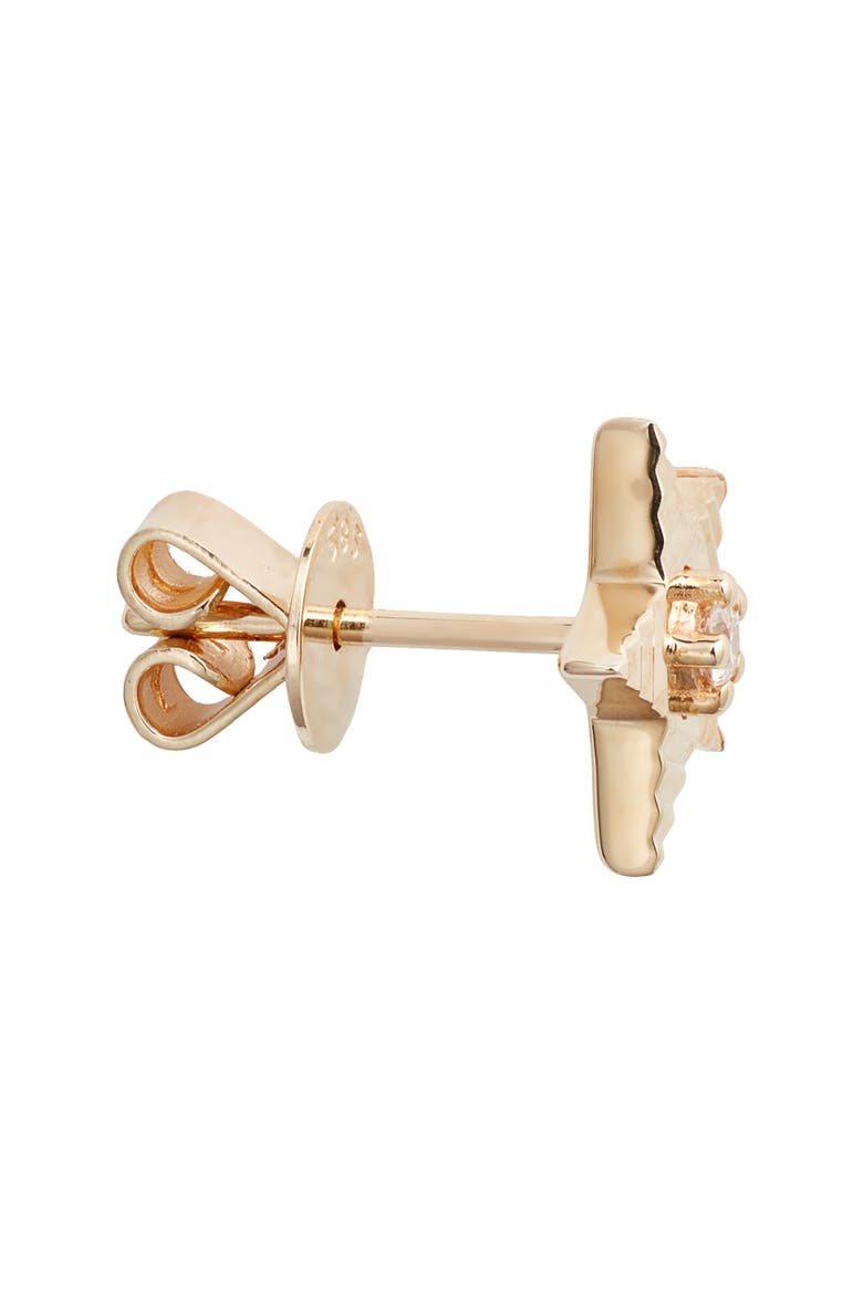Diamond Fluted Star Stud Earrings, Alternate, color, YELLOW GOLD