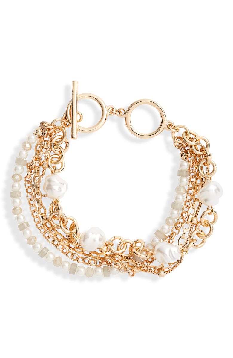 Halogen<sup>®</sup> Beaded Layered Bracelet, Main, color, 