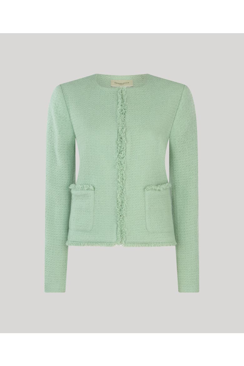 Gabrielle Cropped Wool Boucle Jacket, Main, color, Green