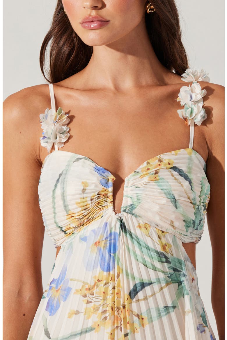 Emese Pleated Maxi Sundress, Alternate, color, WHITE/ BLUE MULTI FLORAL