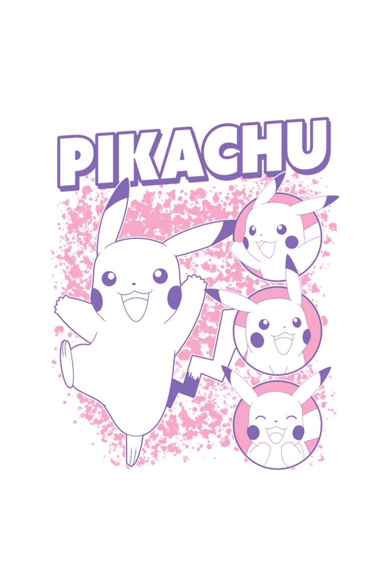 Girl's Pokemon Happy Pikachu Collage  Graphic T-Shirt, Alternate, color, White