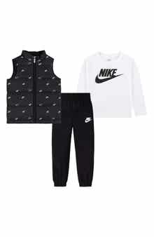 Nike Kids' Futura Puffer Vest, Logo T-Shirt & Fleece Joggers Set