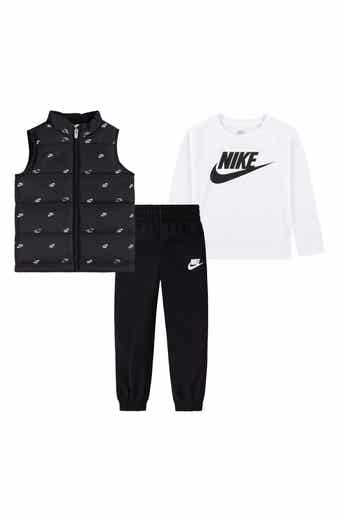 Nike Kids' Futura Puffer Vest, Logo T-Shirt & Fleece Joggers Set