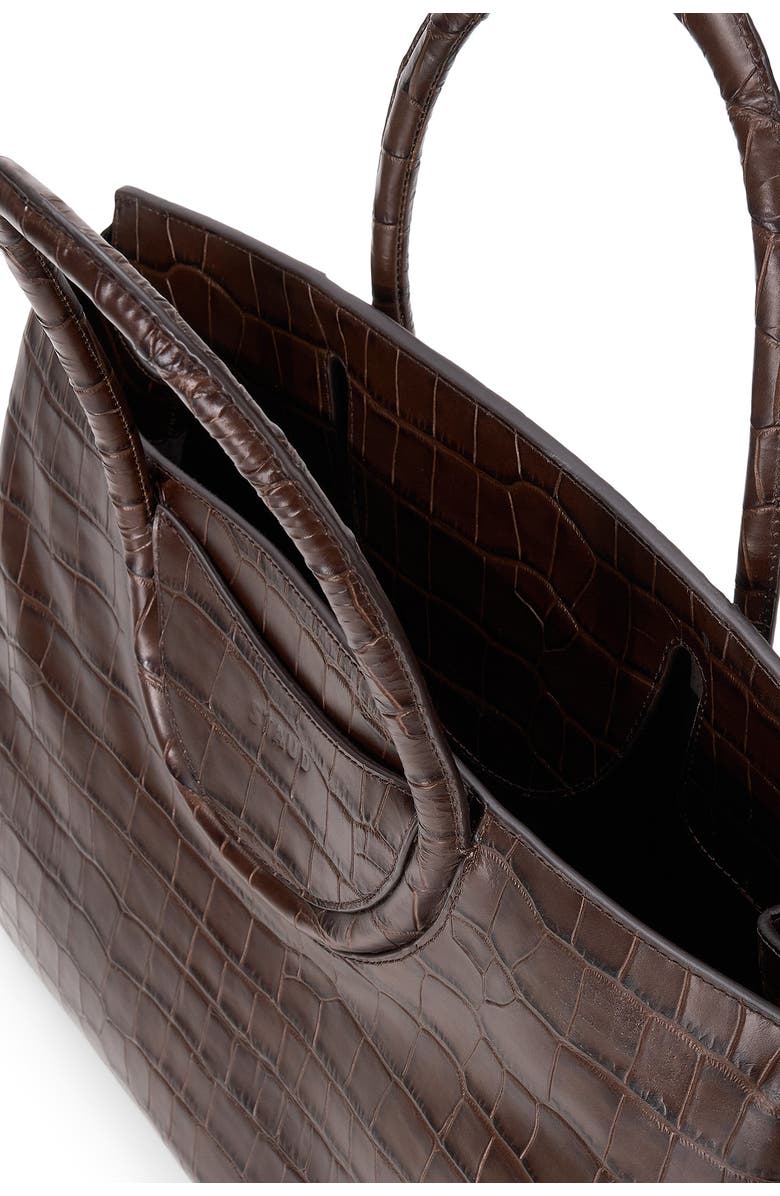 STAUD Maude Leather Carryall Bag, Alternate, color, Espresso Croco