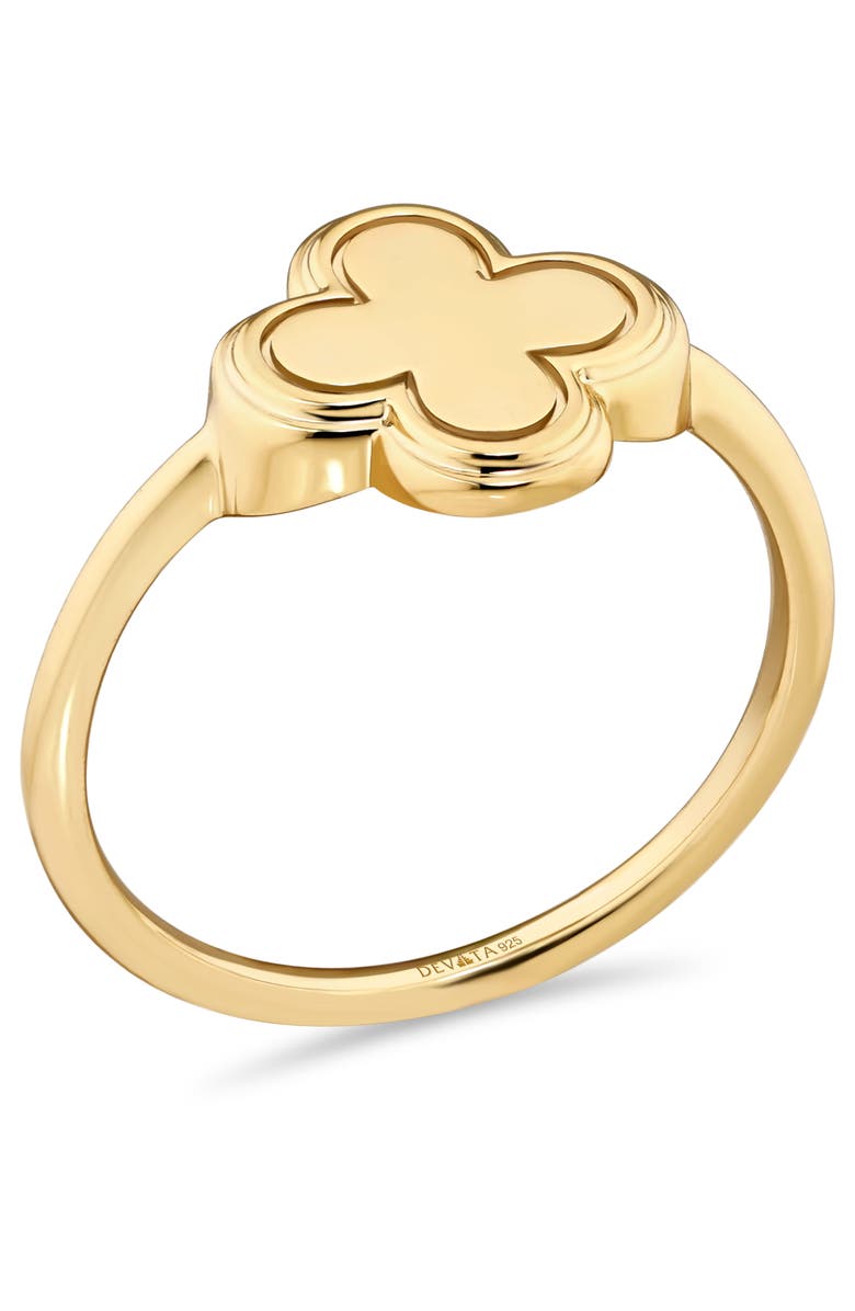 DEVATA Clover Ring in Gold Plated Sterling Silver, Alternate, color, Yellow Gold