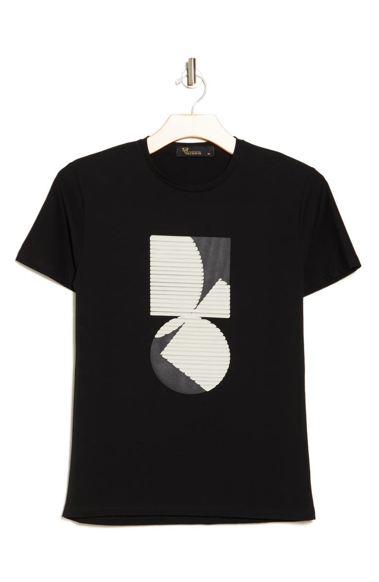 T.R. PREMIUM 3D Abstract Graphic Print T-Shirt, Alternate, color, Black