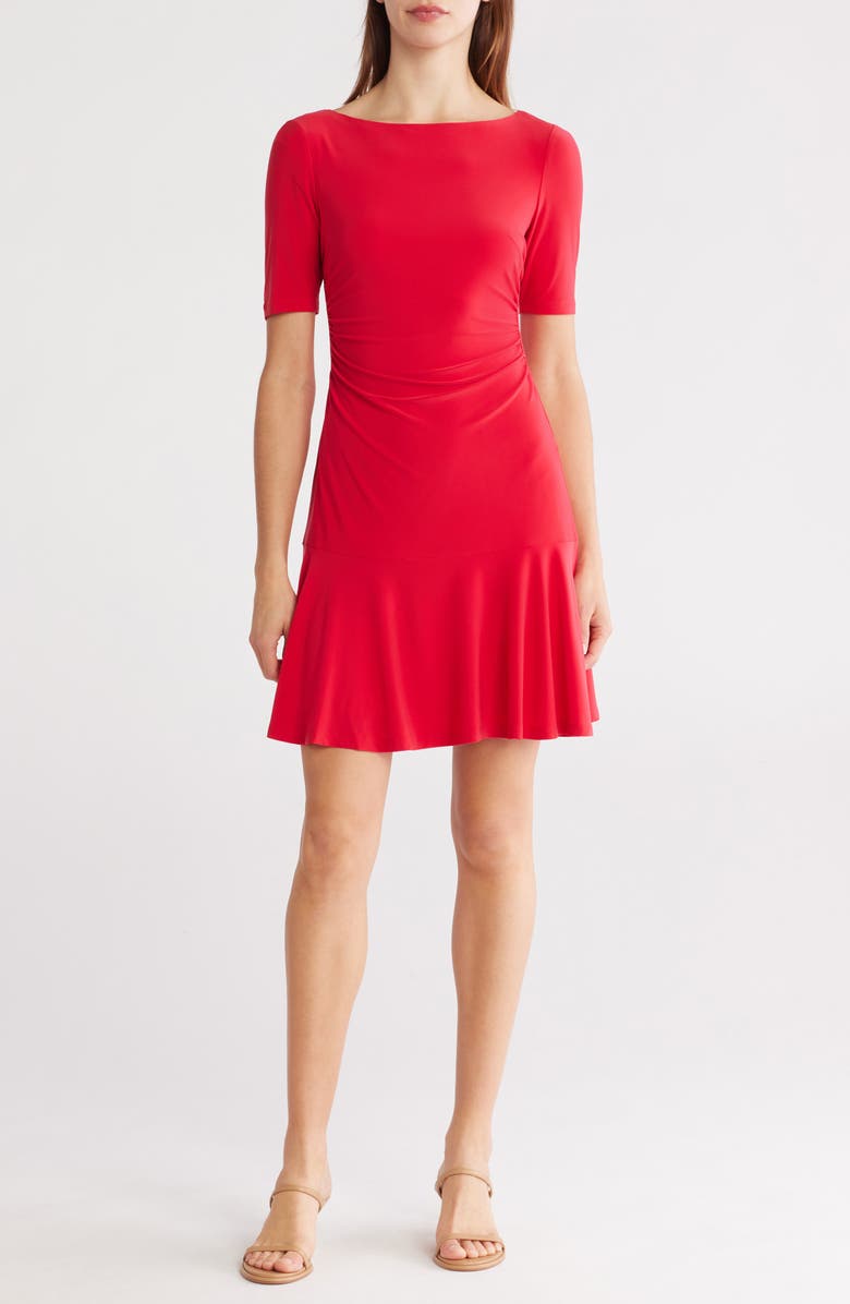 Vince Camuto Scrunch Waist Fit and Flare Dress, Main, color,