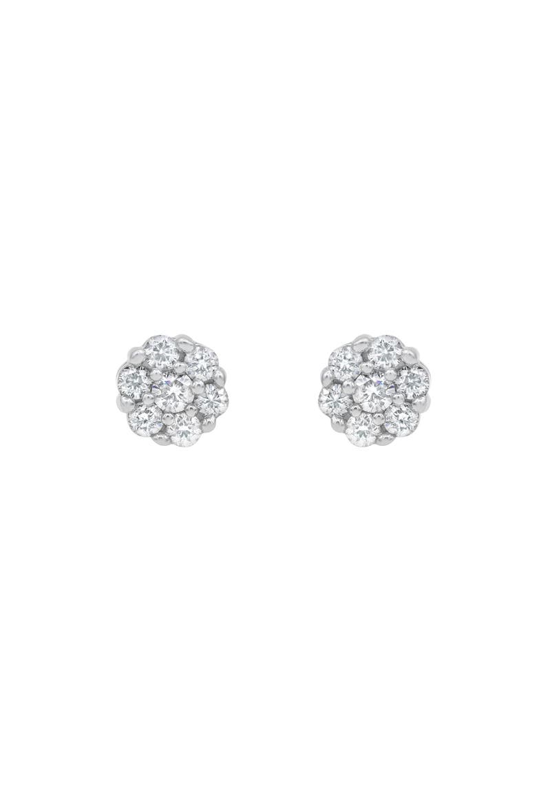 Aura 14K Gold Flower Cluster Diamond Unisex Earrings - 0.16 Ct, Alternate, color, 14K White Gold