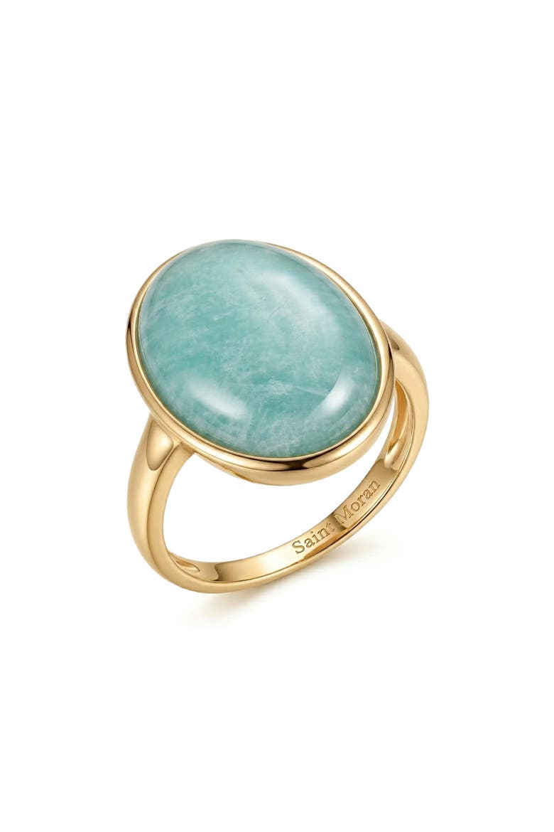 Amazonite Statement Ring, Main, color, BLUE/ GOLD