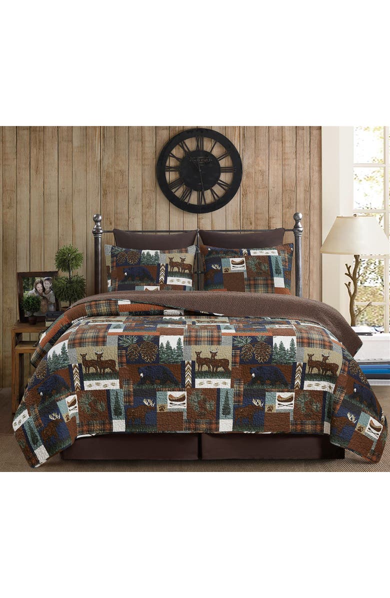 C&F Home Rutherford Breeze Rustic Lodge Cotton Quilt  - Reversible and Machine Washable, Alternate, color, Blue