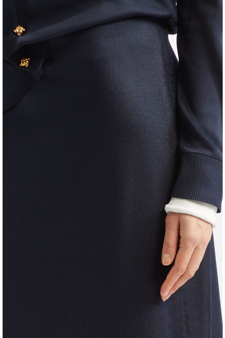 Fringe Double Layer Silk Sweater Skirt, Alternate, color, 4073 MIDNIGHT BLUE/ CHALK