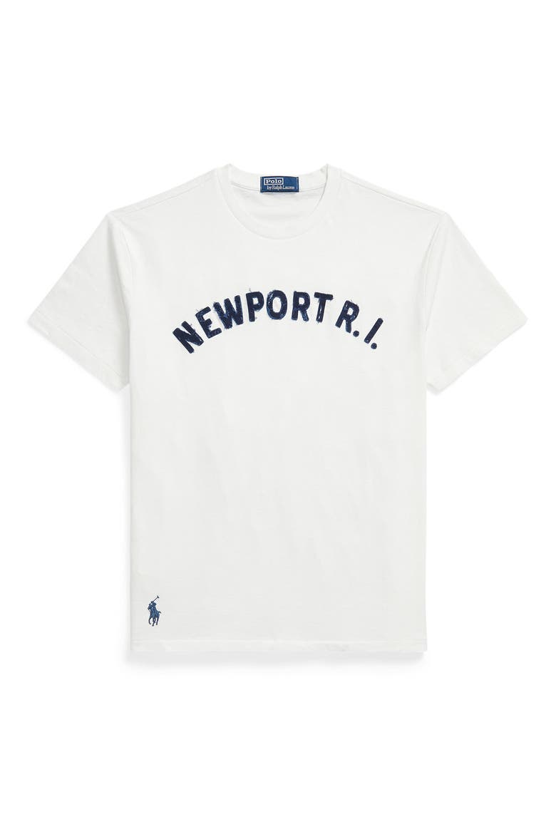 Classic Fit Distressed Appliqué T-Shirt, Main, color, WHITE