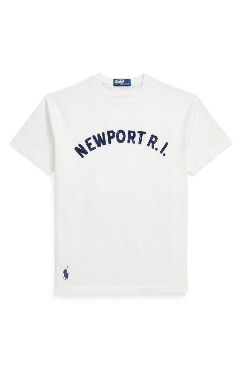 Polo Ralph Lauren Classic Fit Distressed Appliqué T-Shirt, Main, color, White