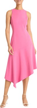 Maggy London Asymmetric Hem Fit & Flare Midi Dress