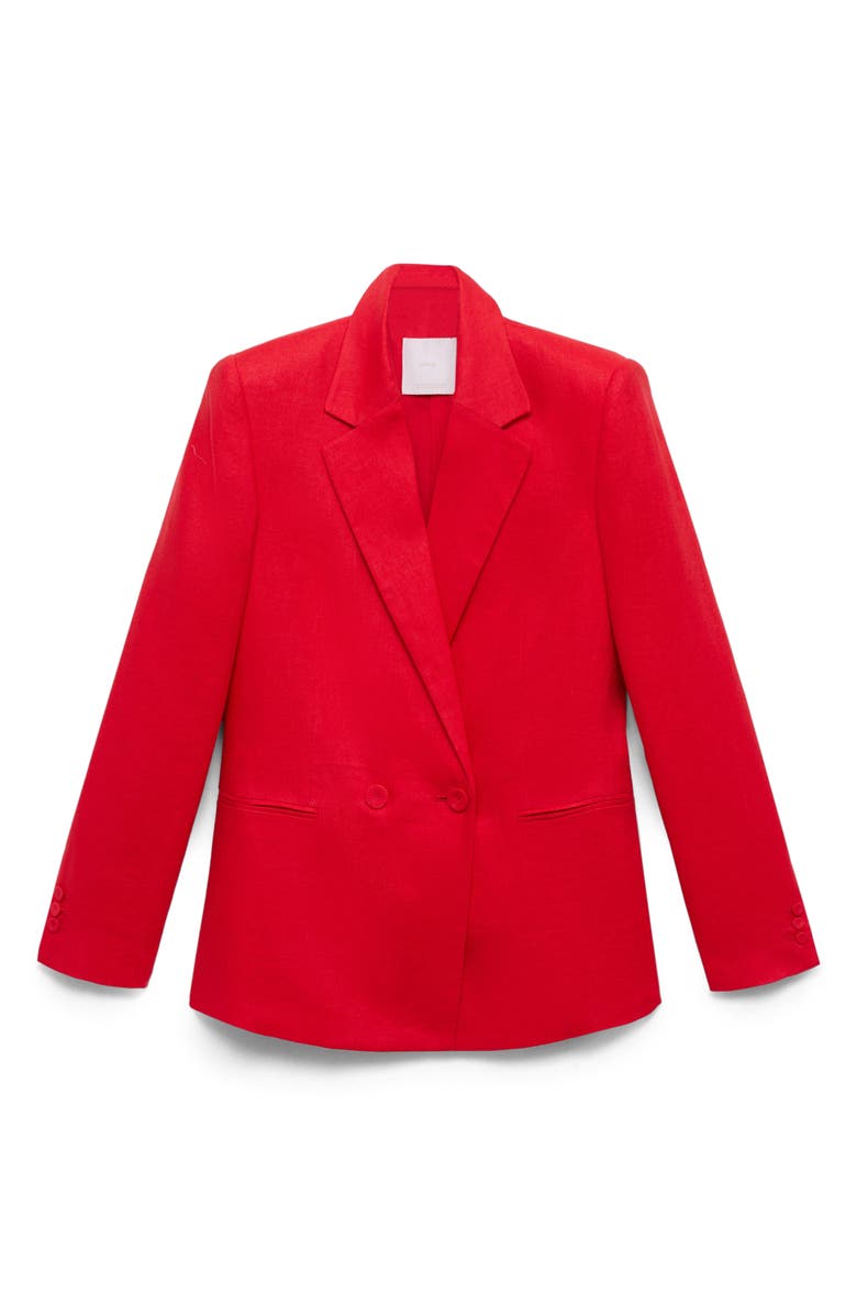 MANGO Double Breasted Linen Suit Blazer, Alternate, color,