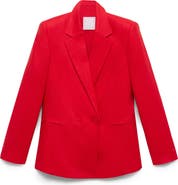 MANGO Double Breasted Linen Suit Blazer