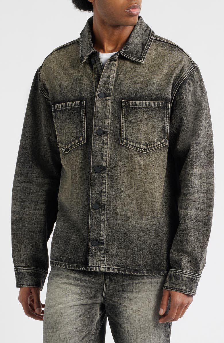RtA Norris Washed Denim Shirt Jacket, Alternate, color, Ash Storm