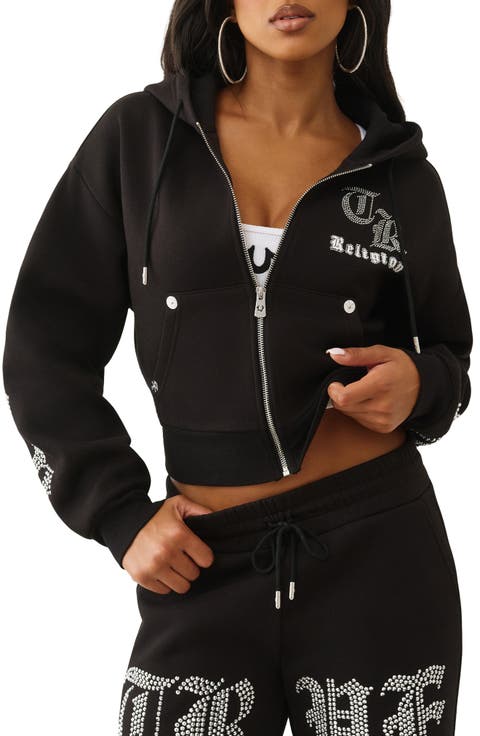 Crystal Crop Zip Hoodie