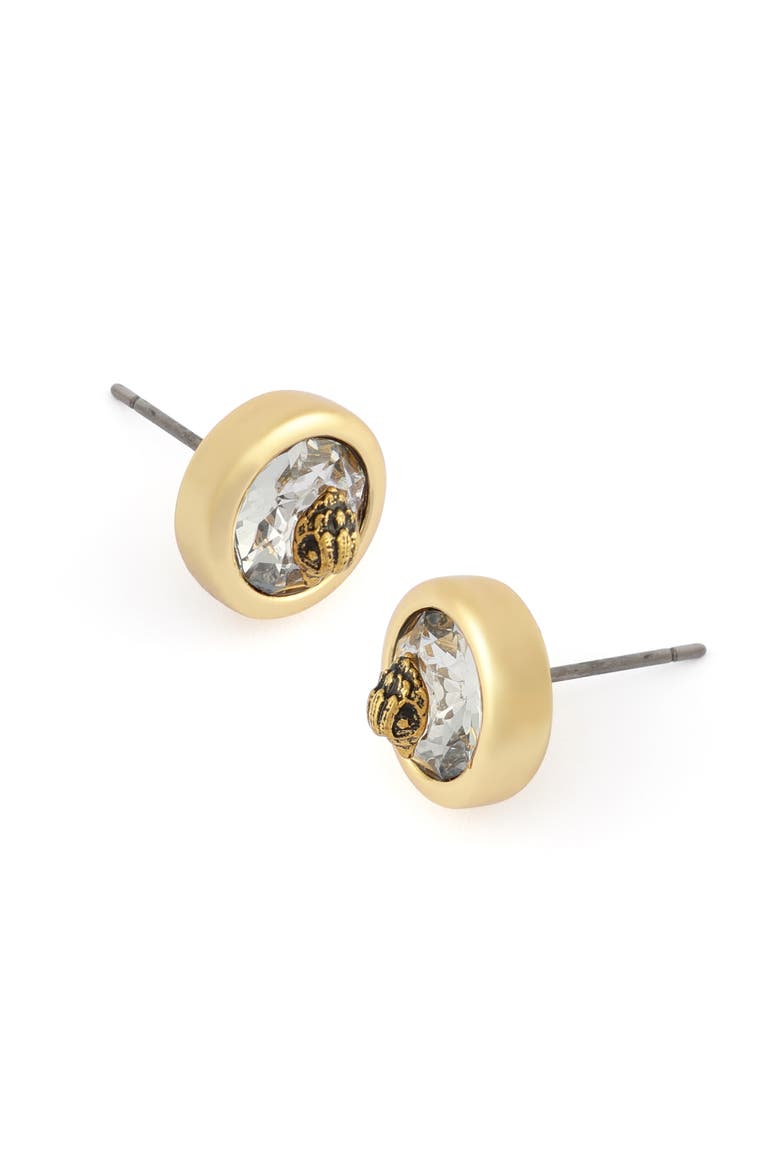 Round Stone Stud Earrings, Alternate, color, GOLD/ CRYSTAL