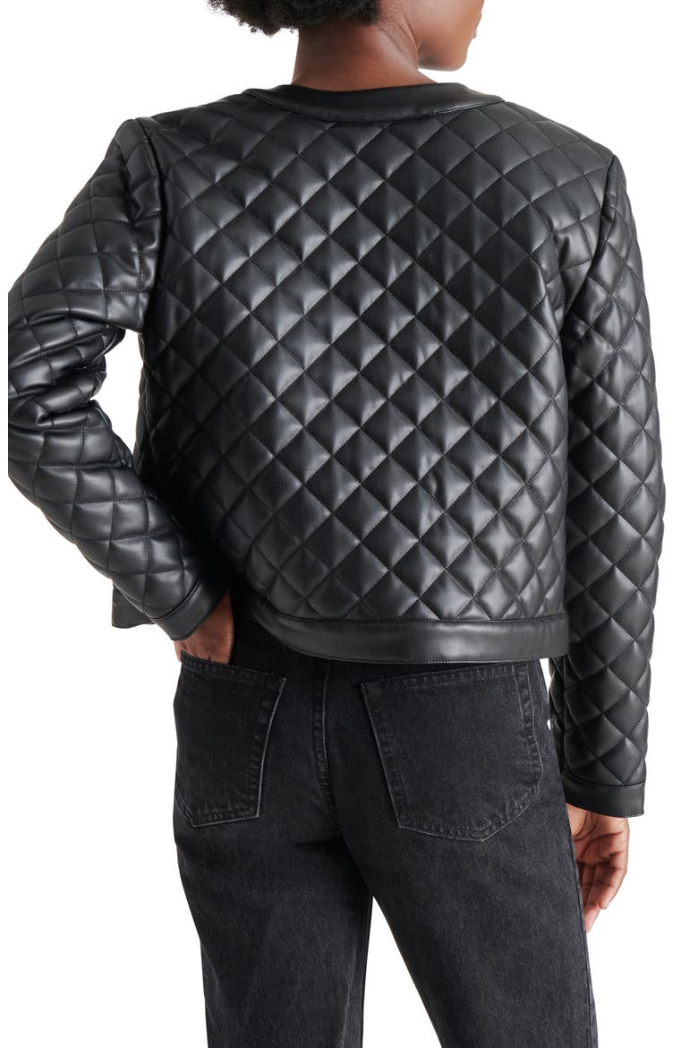 Martine Quilted Faux Leather Jacket, Alternate, color, BLACK