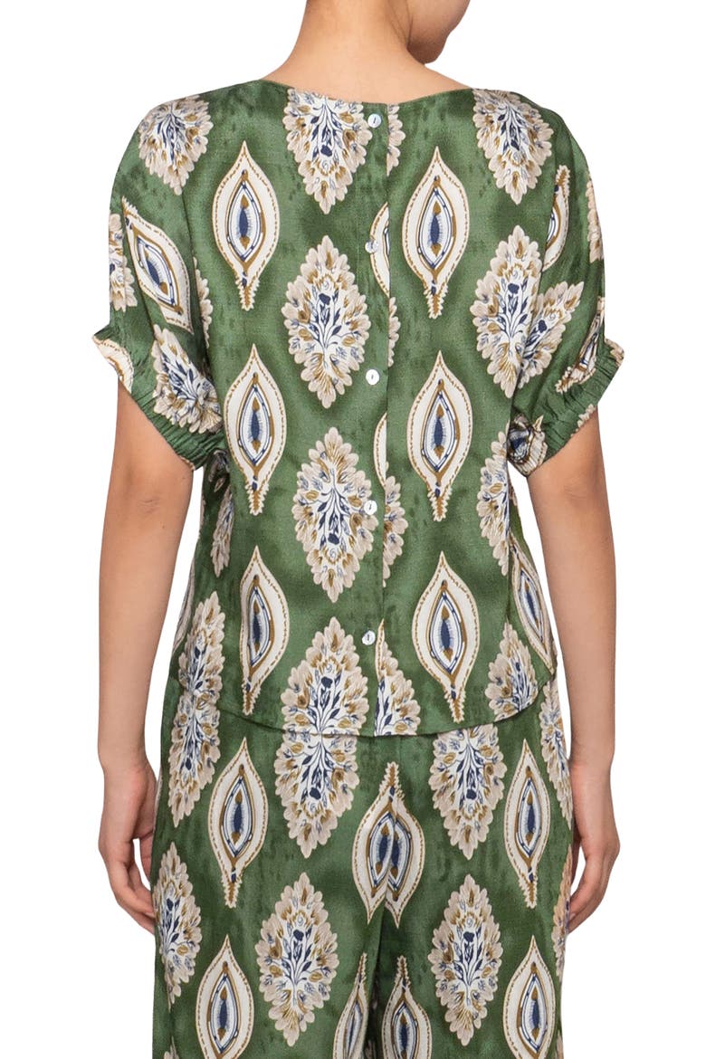 Floral Print Short Sleeve Top, Alternate, color, PEA GREEN MULTI