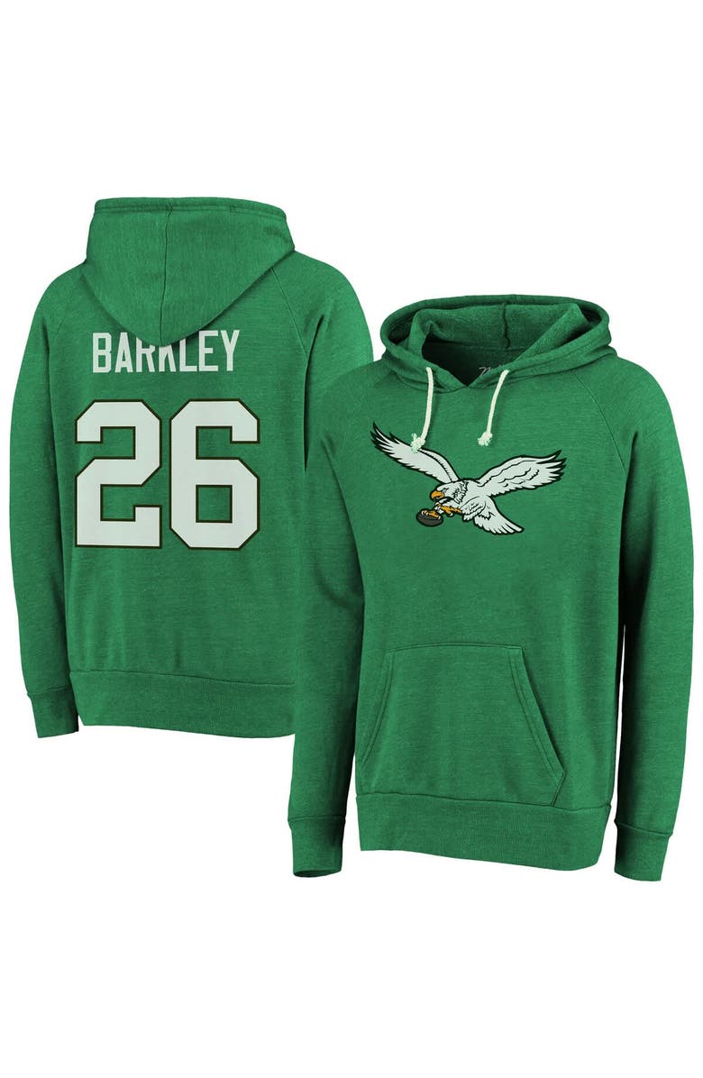 Majestic Threads Men's Majestic Threads Saquon Barkley Kelly Green Philadelphia Eagles Name & Number Tri-Blend Pullover Hoodie, Main, color, 