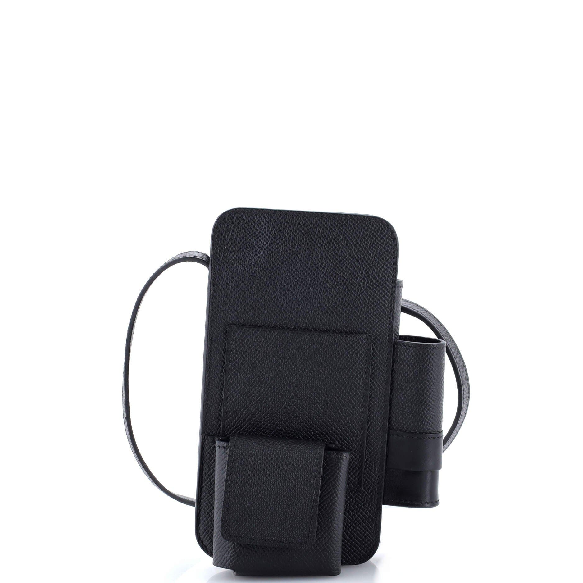 Pre-Owned Hermes Hermesway Phone Case Crossbody Bag Epsom, Main, color, Noir