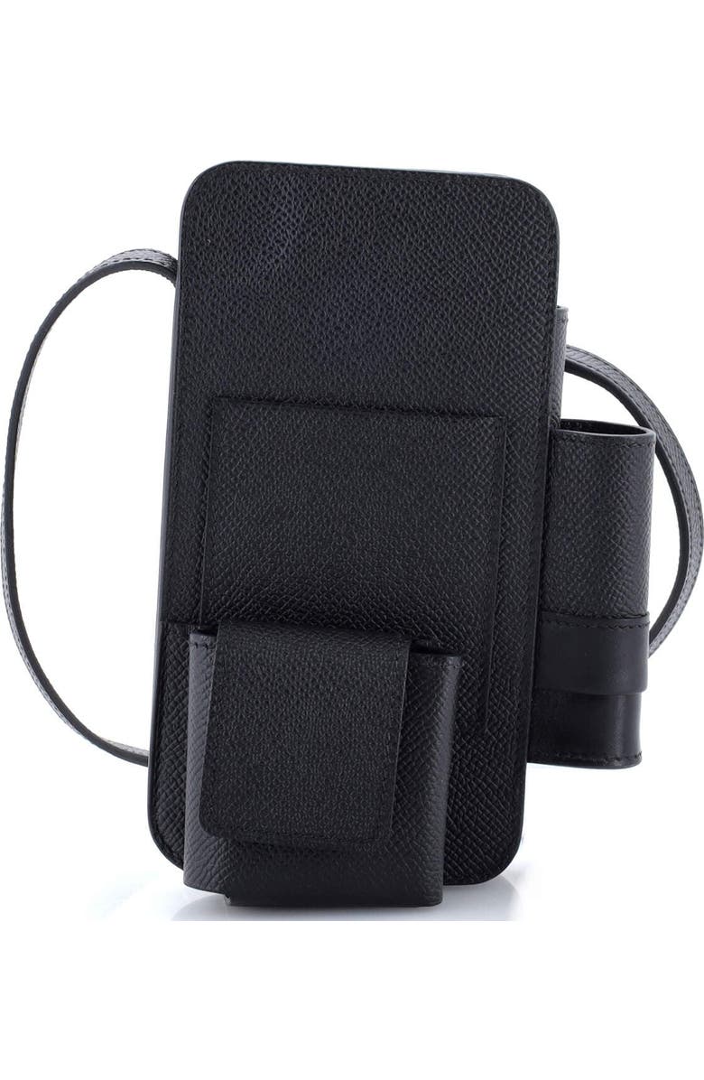 Pre-Owned Hermes Hermesway Phone Case Crossbody Bag Epsom, Main, color, Noir