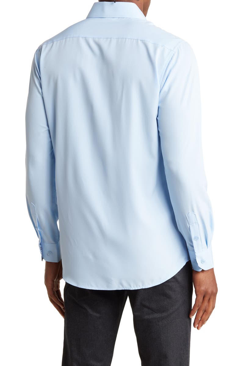 TOM BAINE Slim Fit Performance Stretch Long Sleeve Button Front Shirt, Alternate, color, Sky Blue