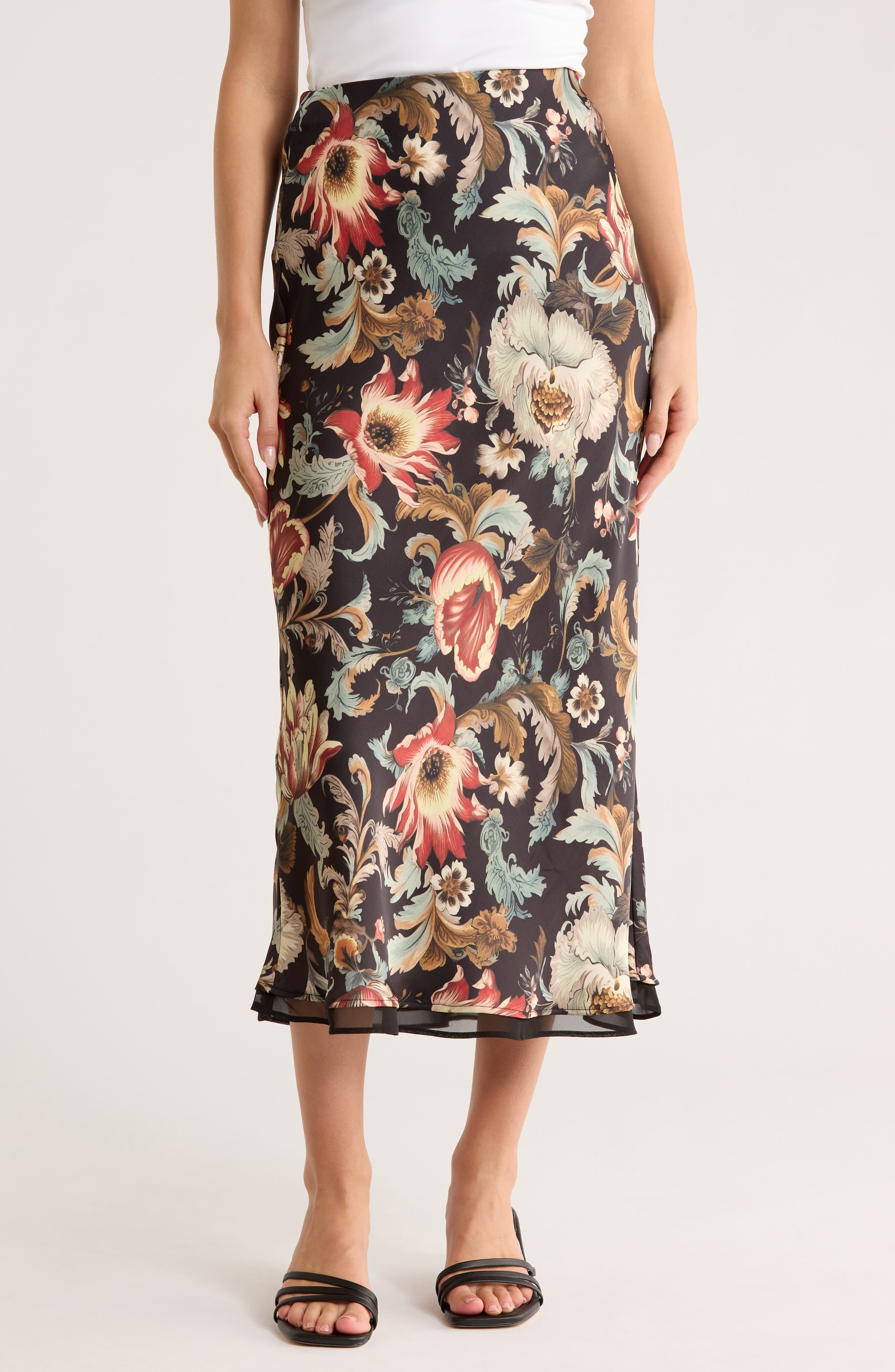 T Tahari Bias Cut Midi Skirt