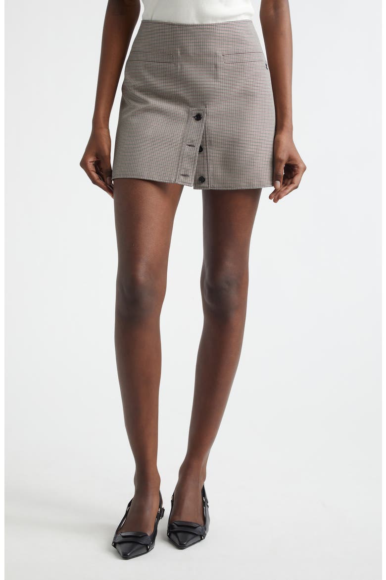 Wool Blend Houndstooth Miniskirt, Main, color, NATURAL / RED / BLACK