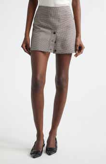 Wool Blend Houndstooth Miniskirt