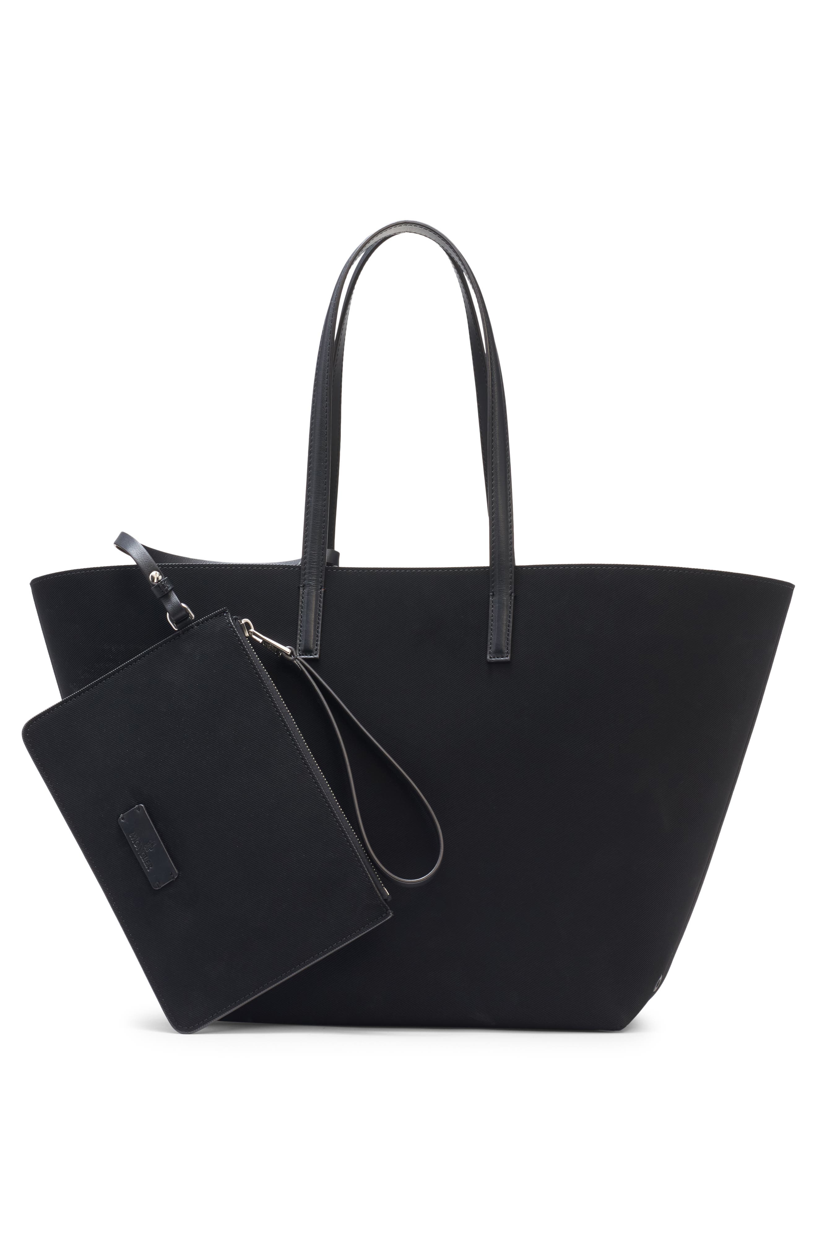 Moncler Small Very Twill Tote, Alternate, color, Black