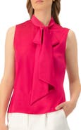 IVONNE Sleeveless Satin Blouse with Neck Tie