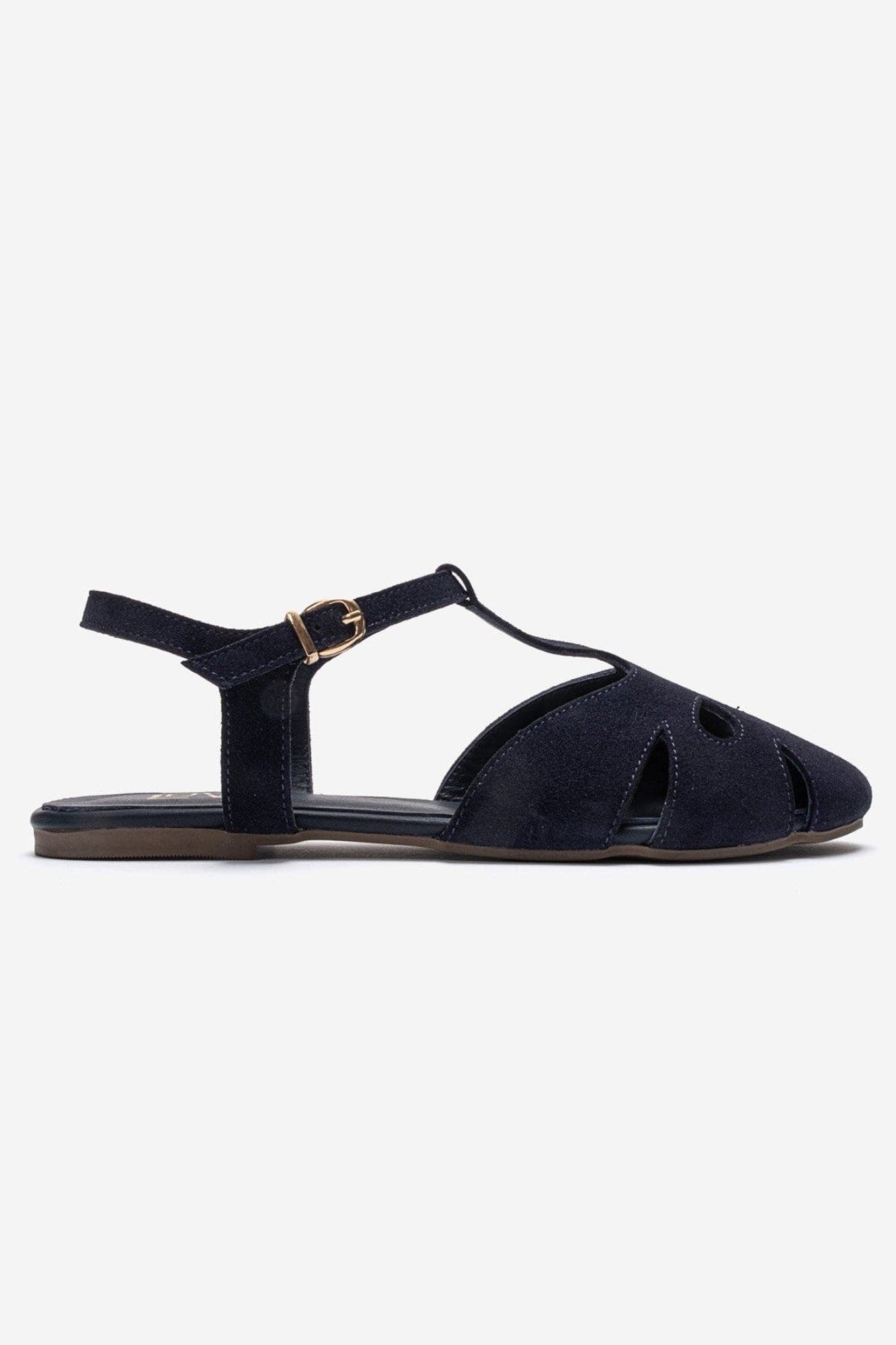 Nathalie Leather Ankle Strap Sandal, Alternate, color, Navy Suede
