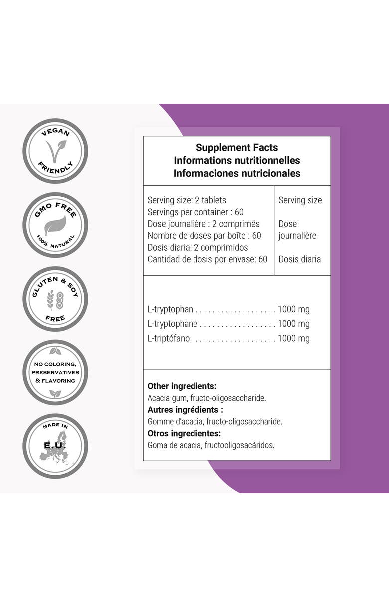 SuperSmart L-Tryptophan 1000mg per Day, Alternate, color, NO COLOR