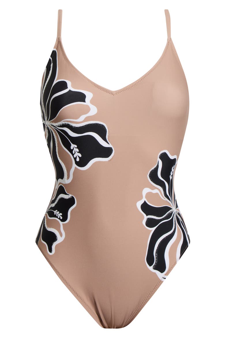 Sequin High Cut One-Piece Swimsuit, Alternate, color, TOASTED COCONUT