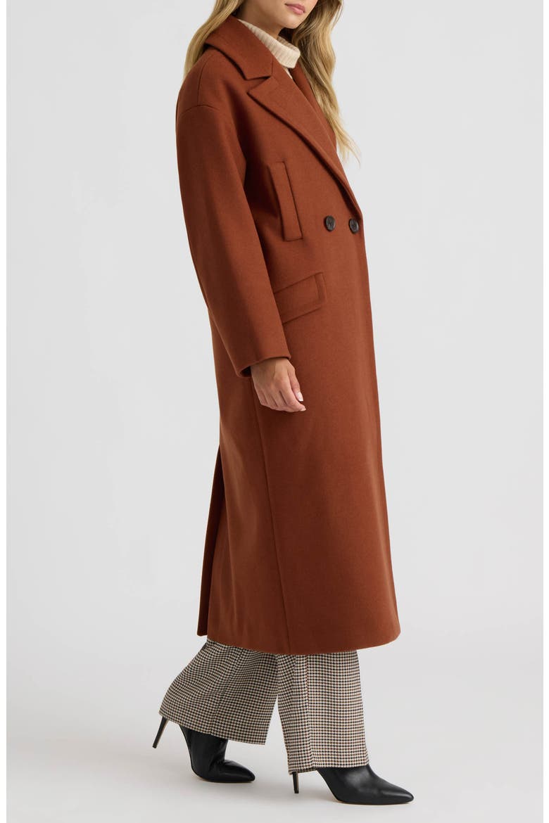 Double Breasted Faux Wool Cocoon Coat, Alternate, color, BURNT CARAMEL
