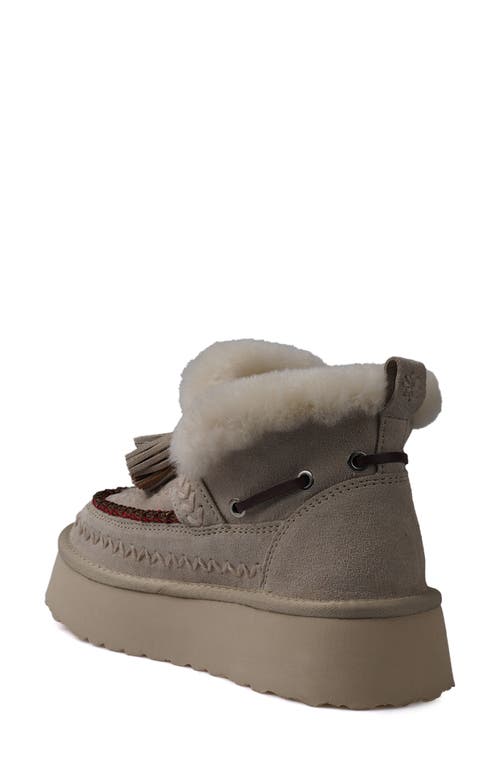 Zigi Faux Fur Tassel Bootie In Off White Suede