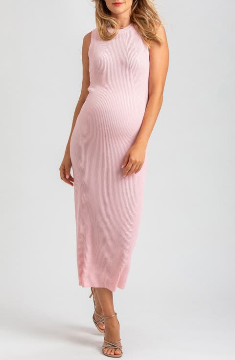 Rib Crewneck Maternity Sweater Midi Dress