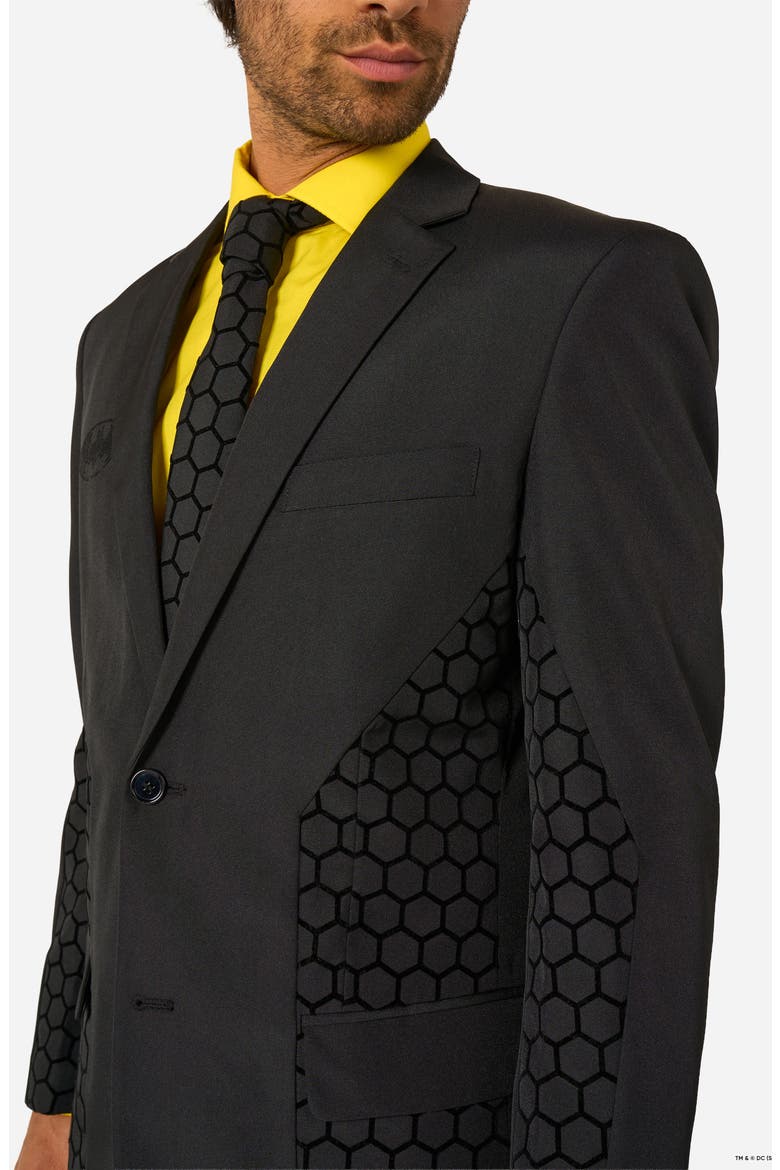 The Batman Slim Fit Two-Piece Suit & Tie Set, Alternate, color, BLACK