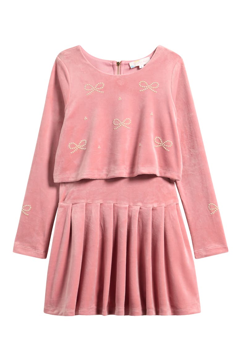 Kids' Bow Embellished Mock Two-Piece Dress, Main, color, SWEET PINK