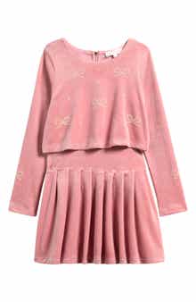 Kids' Bow Embellished Mock Two-Piece Dress