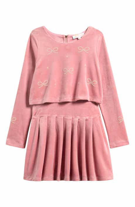 Kids' Bow Embellished Mock Two-Piece Dress