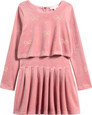 Truly Me Kids' Bow Embellished Mock Two-Piece Dress