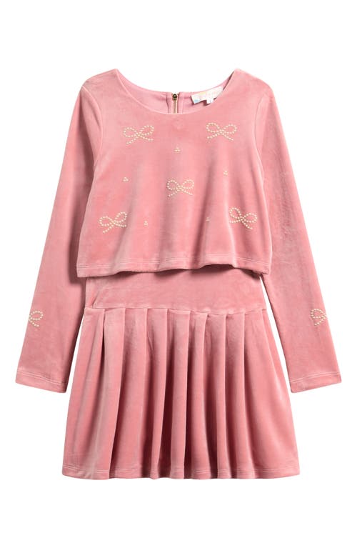 Truly Me Kids' Bow Embellished Mock Two-Piece Dress in Sweet Pink  product